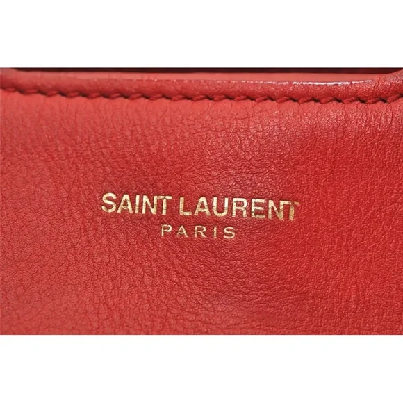 YVES SAINT LAURENT Cabas 2Way Shoulder Tote Bag Leather Red - Picture 9 of 11